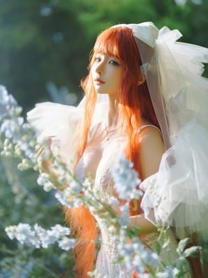 蠢沫沫 – 花丛婚纱_001