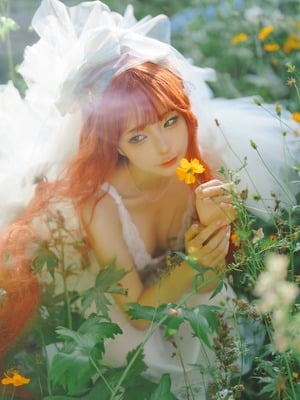 蠢沫沫 – 花丛婚纱_004