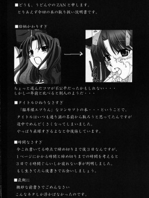 [wl00314824個人漢化] (コミコミ9) [うどんや (鬼月あるちゅ、ZAN)] 猫耳裸えぷりん (Fate╱stay night)_03