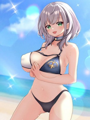 [白銀ノエル ビキニ]ノエルがビーチで野外SEXをするフルカラーCG集!!乳首を吸われたり馬乗り騎乗位になって杭打ちピストンで精子を搾り取る!!_all (11)_page-0017