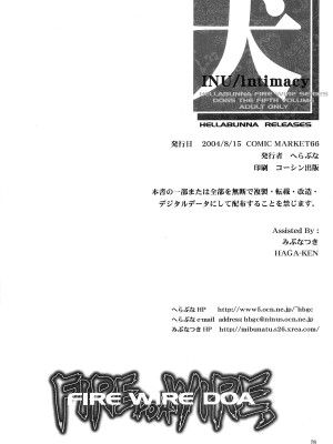 (C66) [へらぶな (いるまかみり)] 犬／Intimacy (デッド・オア・アライブ) [無修正]_73