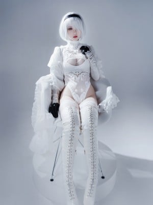 半半子 – Automataヨルハ二号B型 白いドレス_08