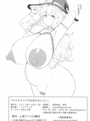 (紅楼夢19) [ひめぷち亭 (ハマブリッチ)] キリサメマリサは甘やかしたい (東方Project)_21