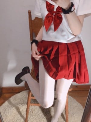 小结巴 - 红色JK制服白丝_002