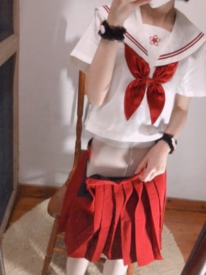 小结巴 - 红色JK制服白丝_005