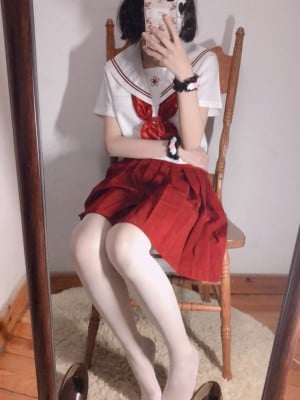 小结巴 - 红色JK制服白丝_008