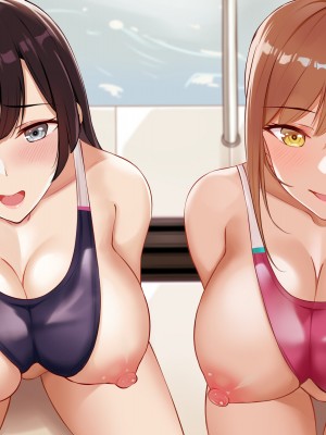 [トリスタンとイゾルテ] 水泳も乳のデカさもエースな実姉達が競泳水着で迫ってきたから禁断の近親種付けプールサイド！_038
