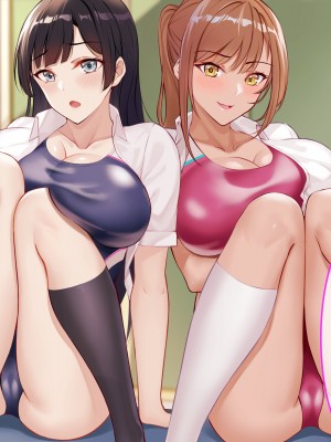 [トリスタンとイゾルテ] 水泳も乳のデカさもエースな実姉達が競泳水着で迫ってきたから禁断の近親種付けプールサイド！_397
