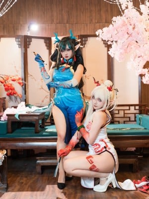 [阿呀被发现了Aya&小和甜酒] 年夕旗袍双人御守_004