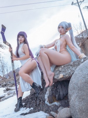 [阿呀被发现了Aya&小和甜酒] 雪山 菲伦&芙莉莲_10