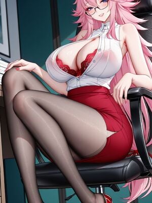 [QosLouisAI] Yae Sakura - Office Lady (Honkai Impact 3rd) [AI Generated]