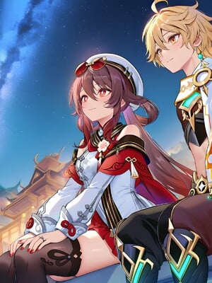 [Pixiv] 青德坊 - 炎蝶振夜，血梅绽霄，千灯灼幽引魂迢——胡桃（宿雪桃红 折梅留芳） (107479500) [Ai generated]_037_Hu_Tao_37