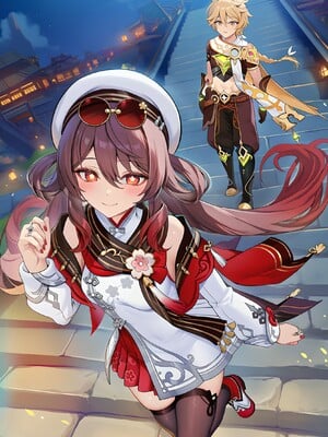 [Pixiv] 青德坊 - 炎蝶振夜，血梅绽霄，千灯灼幽引魂迢——胡桃（宿雪桃红 折梅留芳） (107479500) [Ai generated]_038_Hu_Tao_38