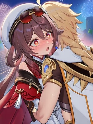 [Pixiv] 青德坊 - 炎蝶振夜，血梅绽霄，千灯灼幽引魂迢——胡桃（宿雪桃红 折梅留芳） (107479500) [Ai generated]_049_Hu_Tao_49