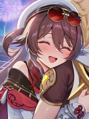 [Pixiv] 青德坊 - 炎蝶振夜，血梅绽霄，千灯灼幽引魂迢——胡桃（宿雪桃红 折梅留芳） (107479500) [Ai generated]_050_Hu_Tao_50