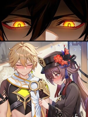 [Pixiv] 青德坊 - 炎蝶振夜，血梅绽霄，千灯灼幽引魂迢——胡桃（宿雪桃红 折梅留芳） (107479500) [Ai generated]_124_Hu_Tao_124