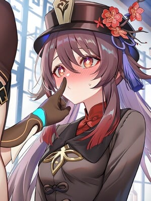 [Pixiv] 青德坊 - 炎蝶振夜，血梅绽霄，千灯灼幽引魂迢——胡桃（宿雪桃红 折梅留芳） (107479500) [Ai generated]_129_Hu_Tao_129