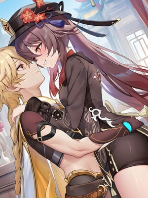 [Pixiv] 青德坊 - 炎蝶振夜，血梅绽霄，千灯灼幽引魂迢——胡桃（宿雪桃红 折梅留芳） (107479500) [Ai generated]_132_Hu_Tao_132