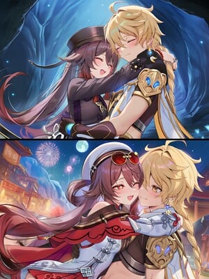 [Pixiv] 青德坊 - 炎蝶振夜，血梅绽霄，千灯灼幽引魂迢——胡桃（宿雪桃红 折梅留芳） (107479500) [Ai generated]_197_Hu_Tao_197