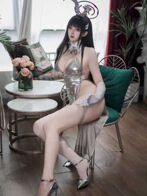 Natsuko夏夏子 - 蔚蓝档案 调月莉音 银礼服_35_vnvw